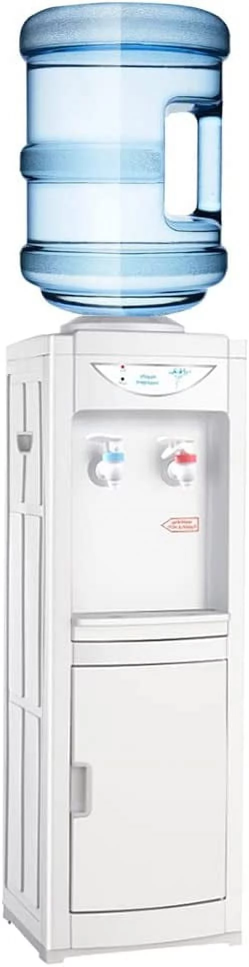 Water Cooler Dispenser 5 Gallon, Water Dispenser Hot & Cold Top-Loading Water Cooler for 5 Gallon Bottle with Child Safety Lock Removable Drip Tray & Storage Cabinet for Home Office