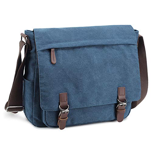 Messenger Bag for Men Retro, Canvas Satchel casual Briefcases Laptop Bag fit 13.3 15.6 Inch