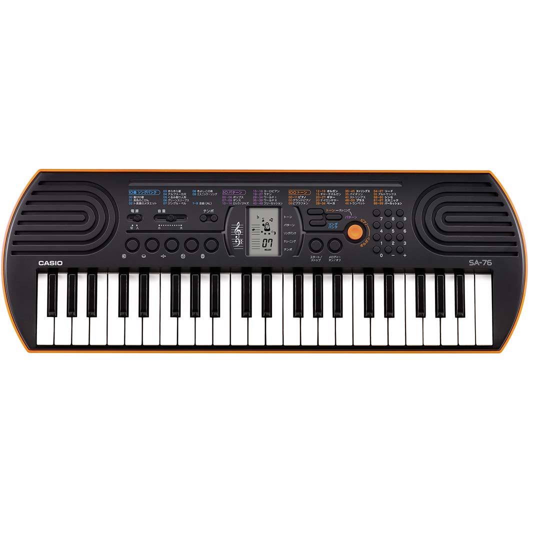 Casio SA-76 44-Key Electronic Mini Keyboard-Black u0026 Orange
