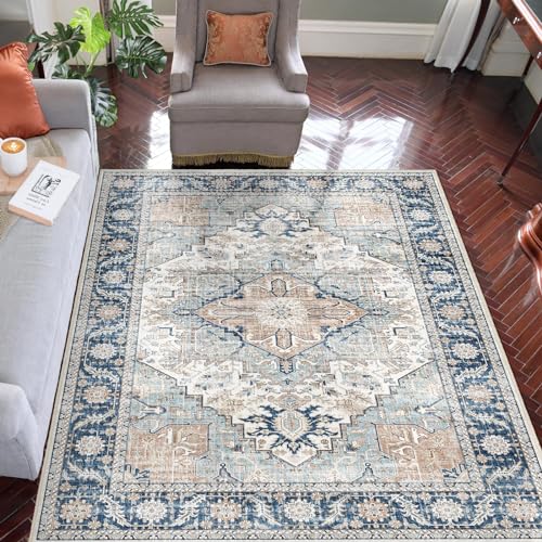 9x12 Area Rugs, Machine Washable Area Rugs for Living Room, Non Slip Backing Rugs for Bedroom, Vintage Printed Home Decor Large Area Rug,Area Rugs 9x12 Living Room, 9x12 Rug…