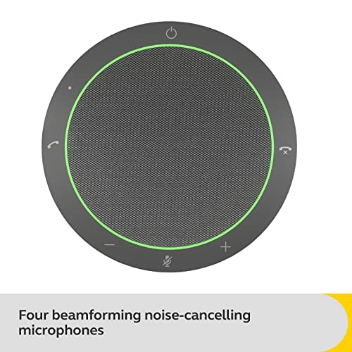 Jabra Speak2 40 Portable Speakerphone - 4 Noise-Cancelling Mics, Full-Range 50mm Portable Speaker, Wideband Audio and USB-A and USB-C Connections - Certified for Zoom and Google Meet - Dark Grey