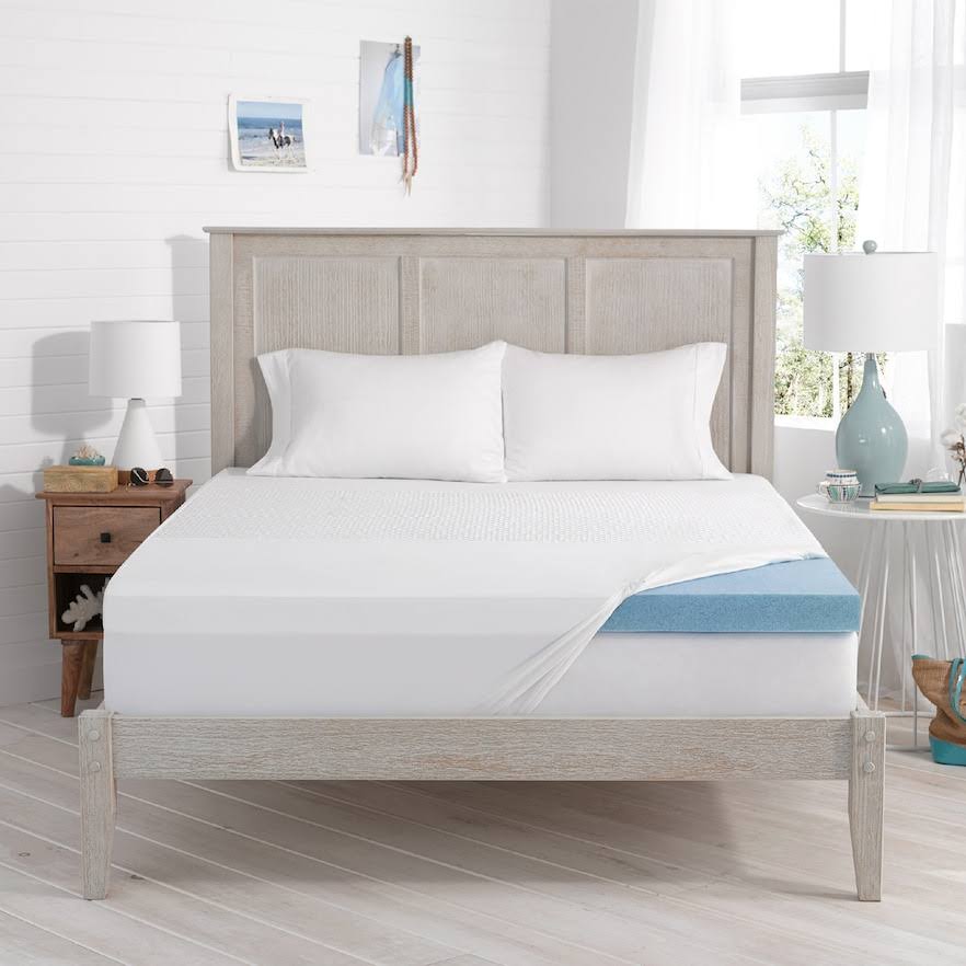Serta 3-Inch Soothing Cool Gel Memory Foam Mattress Topper, White, King