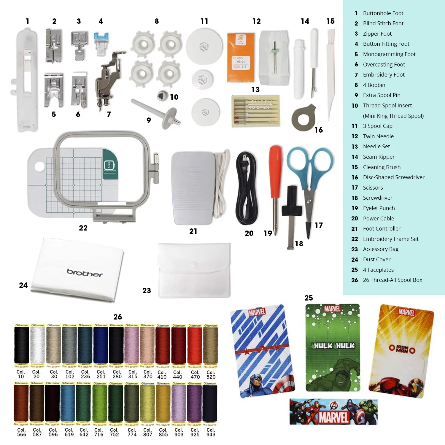 Sewing Starter Kit - Brother LB5000M Computerized Sewing & Embroidery Machine + 26 Gutermann Sewing Thread 100m Spools