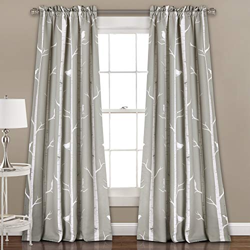 Lush Décor, Wheat Lush Decor Bird On The Tree Curtains Light Filtering Window Set for Living, Dining, Bedroom x 52
