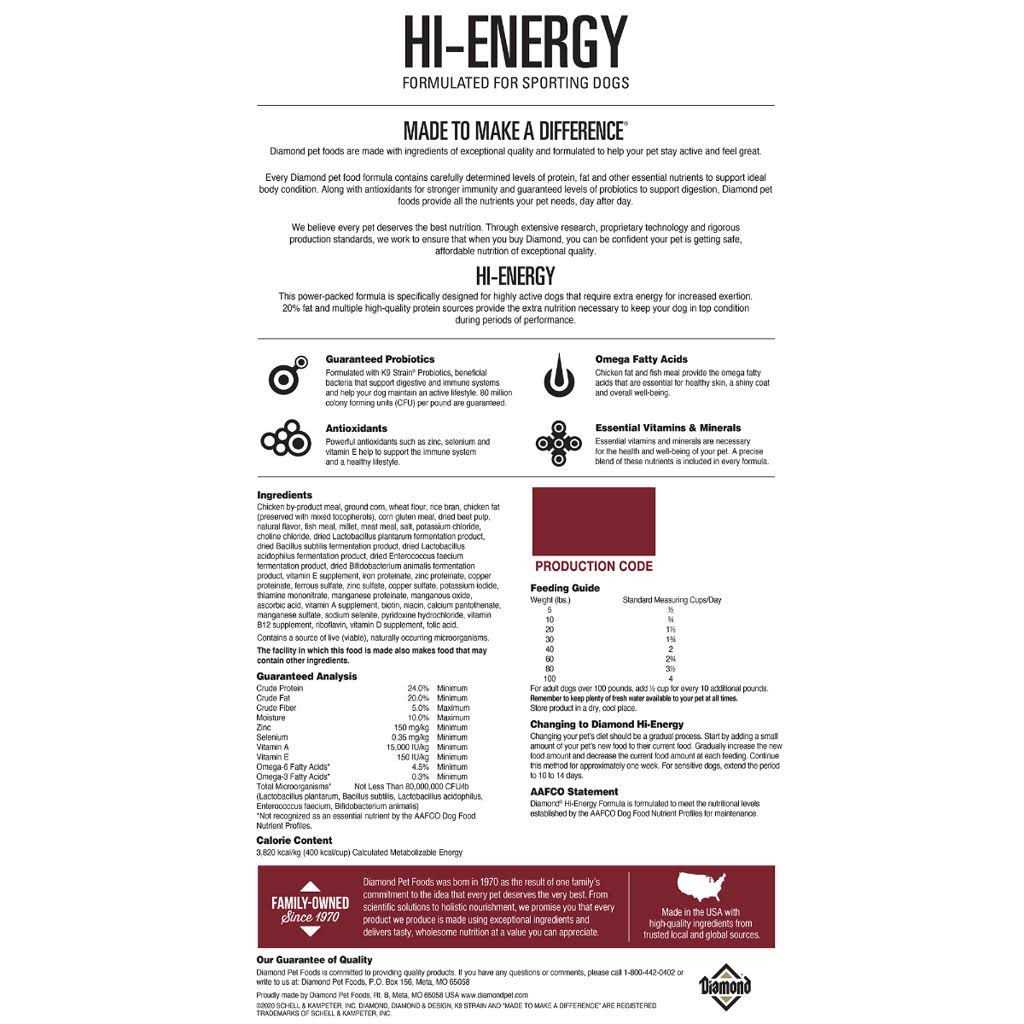 Diamond Hi-Energy Dog Food - Pet Supplies online store