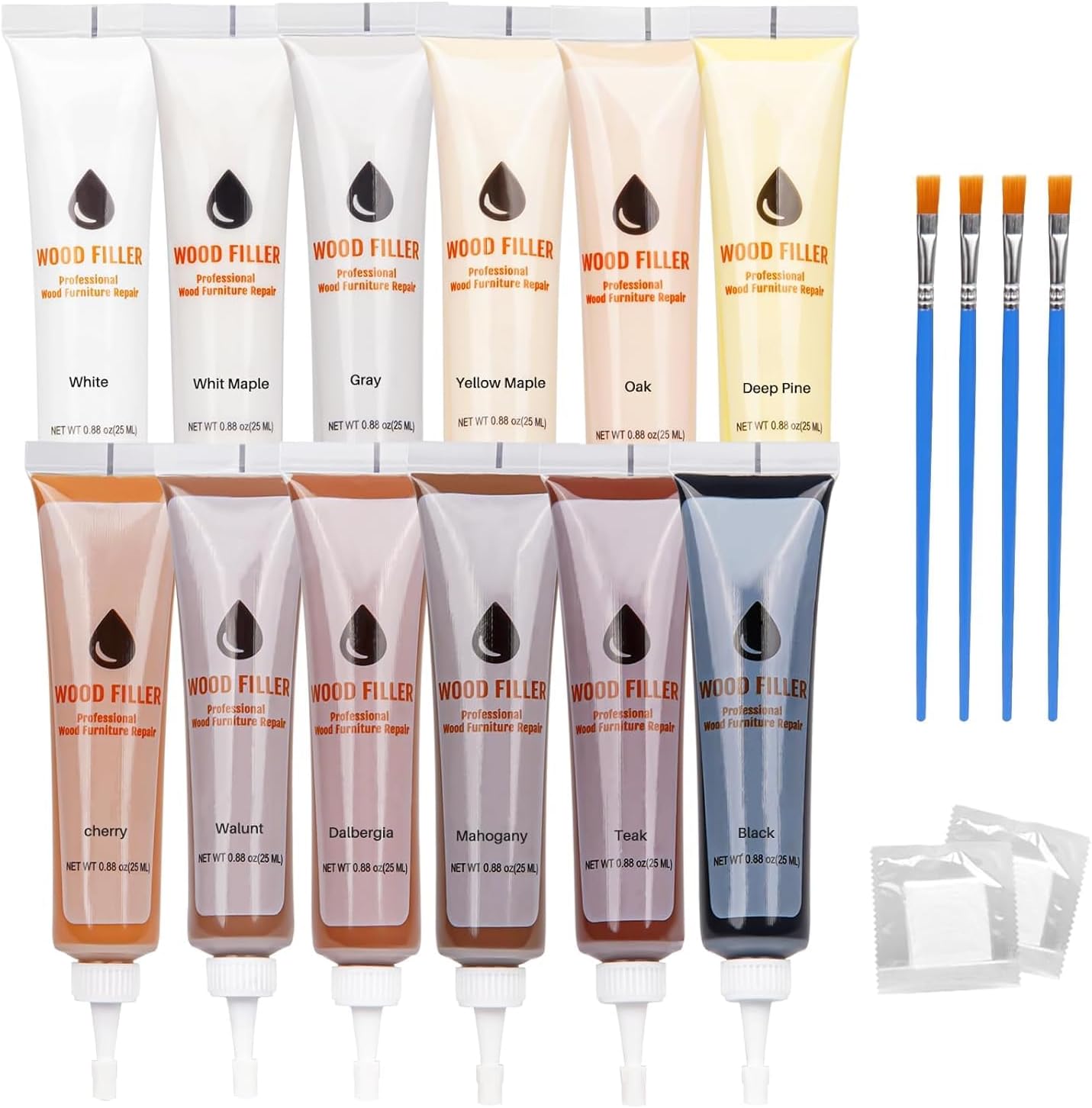 Wood Furniture Repair Kit, 12 Colors of Filler for Repairing Scratches, Cracks, Holes and Fading on Wooden Doors, Floors, Tables and Cabinets