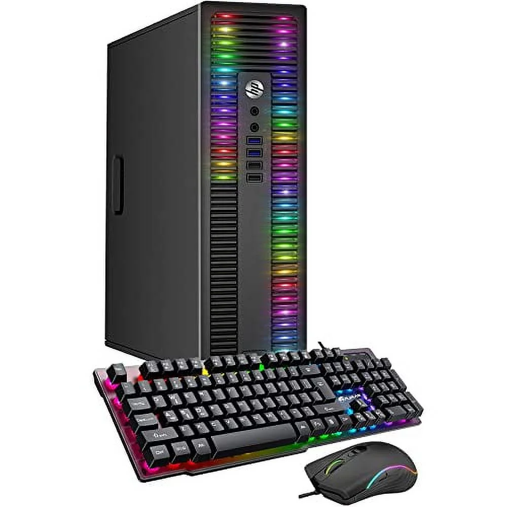 HP Custom Built RGB Lights PC with 24 Inch Monitor ProDesk Desktop Computer Intel Core i5 6500 Quad-Core Processor 16GB RAM 512GB SSD Win 10 Pro Gaming Keyboard & Mouse (used)