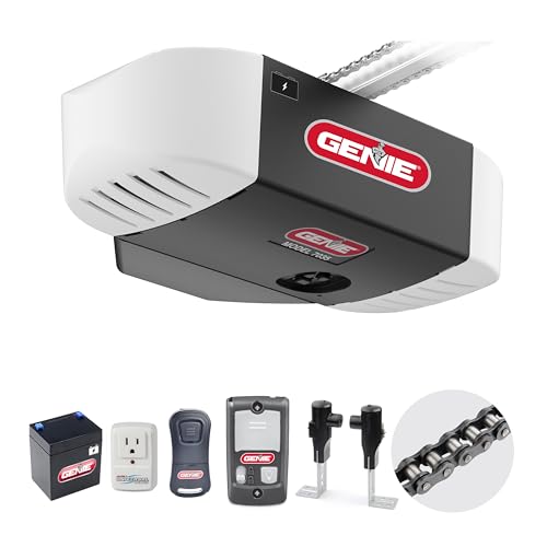 Genie Chain Drive 750 3/4 HPc Garage Door Opener w/Battery Backup - Heavy Duty - Operate your garage door when the primary power is out - Wireless Keypad Included, Model 7035-TKV,BLACK