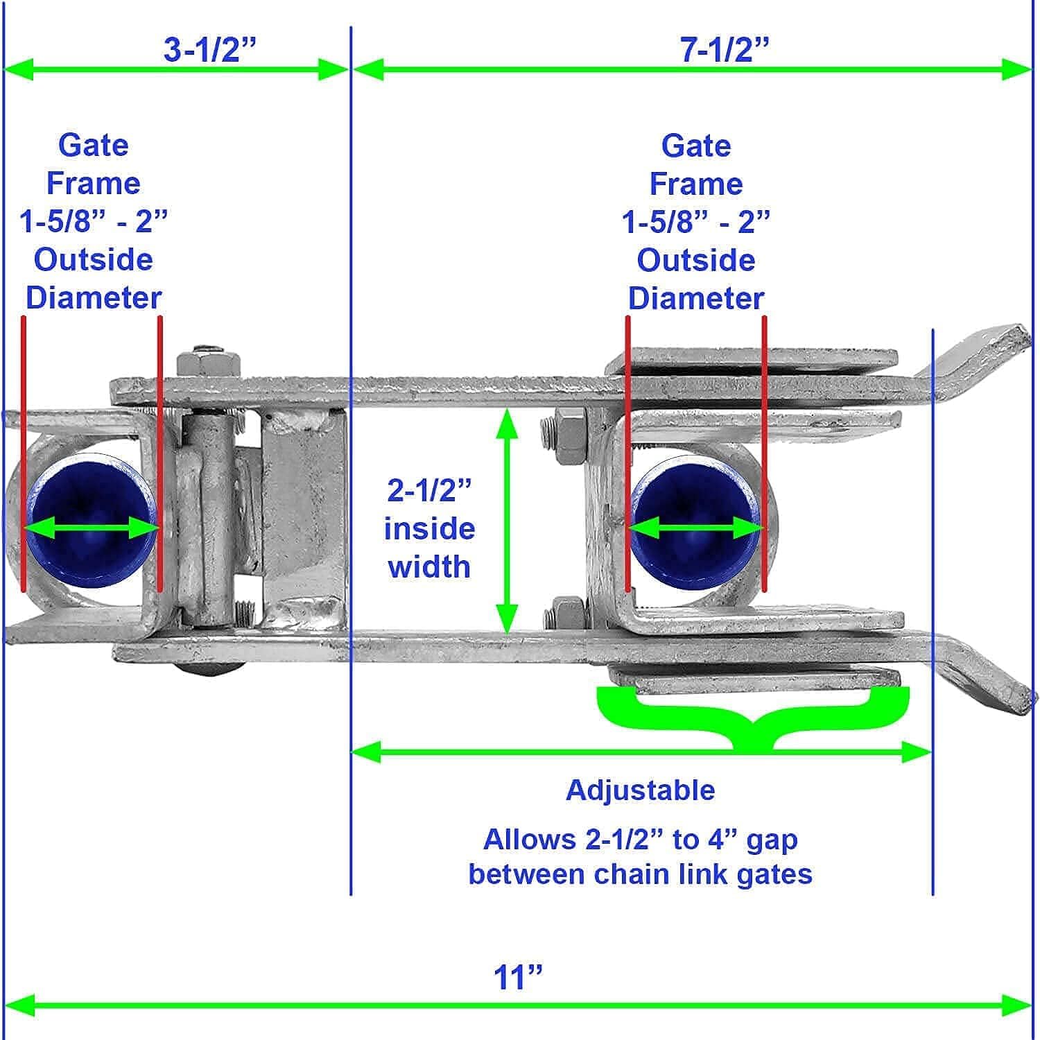 Chain Link Commercial Strong Arm Double Gate Latch - Latches Two Gates Together Without The Need of a Drop Rod - Chain Link Double Gate Latch for 1-5/8