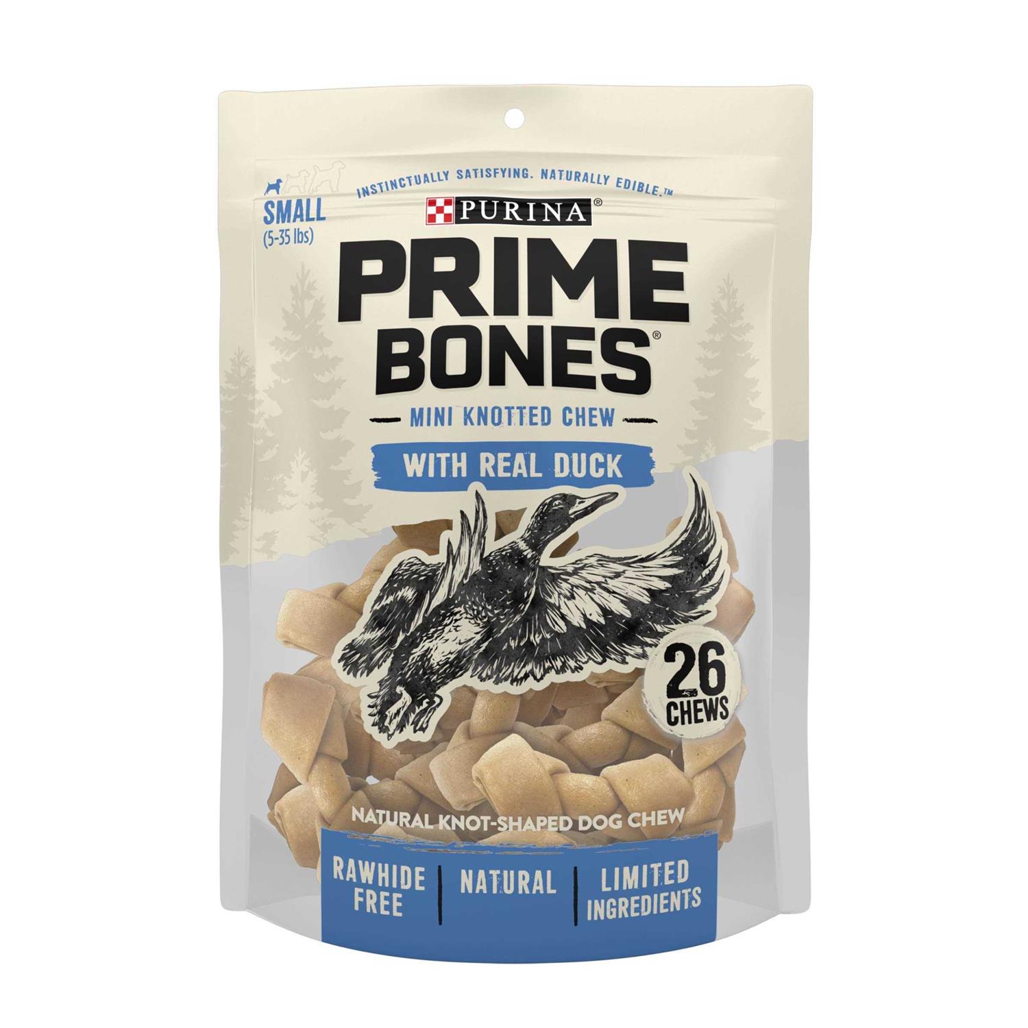 Purina Prime Bones Mini Knotted Chews Rawhide Free Natural Dog Treats - Pet Supplies online store
