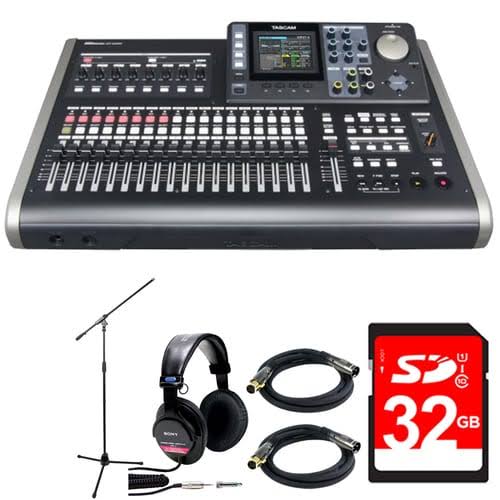 Tascam 24-Track Portable Digital Recording Studio DP-24SD w/ 32GB Deluxe Bundle