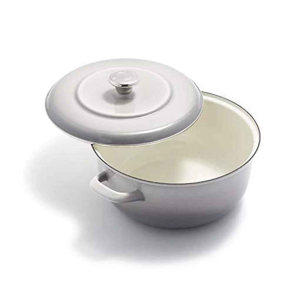 Merten & Storck German Enameled Iron, Round 5.3QT Dutch Oven Pot with Lid, Cloud Gray