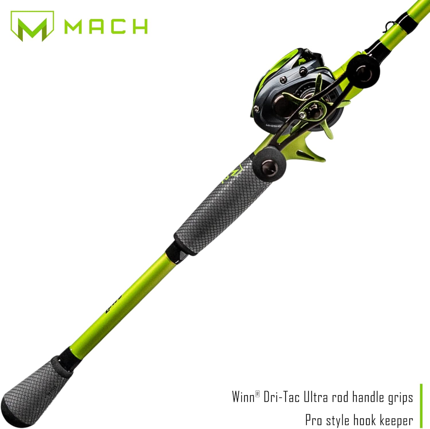 Mach Lew's 2 Casting Reel and Fishing Rod Combo, 7-Foot 3-Inch 1-Piece Premium IM8 Graphite Fishing Rod, Right-Hand Retrieve, Black/Green