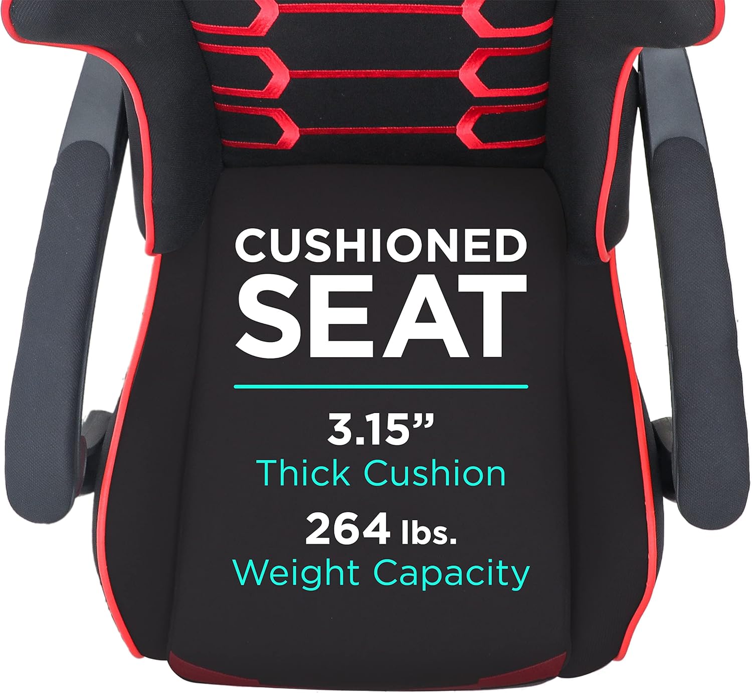 Reclining mesh Fabric Gaming Chair with Hinged Armrests, Black/Red