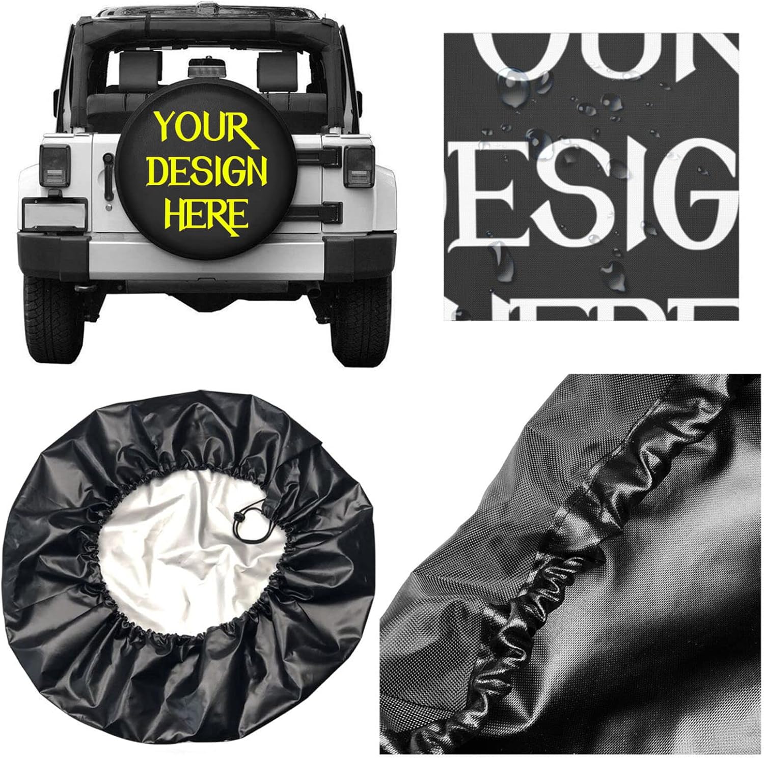 Custom Spare Tire Cover, Add Your Own Personalized Waterproof Universal Wheel Tire Protector with Picture Text Fit for for Jeep,Trailer, Rv, SUV and Many Vehicle (16 inch) Pack of 2