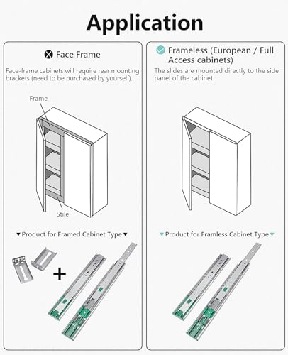 1 Pair Soft Close Drawer Slides 12 14 16 18 20 22 inch Full Extension Ball Bearing Side Mount Drawer Rails Runners Glides 100lb Load Capacity Dresser Cabinet Kitchen Slow Self Close, Sliver