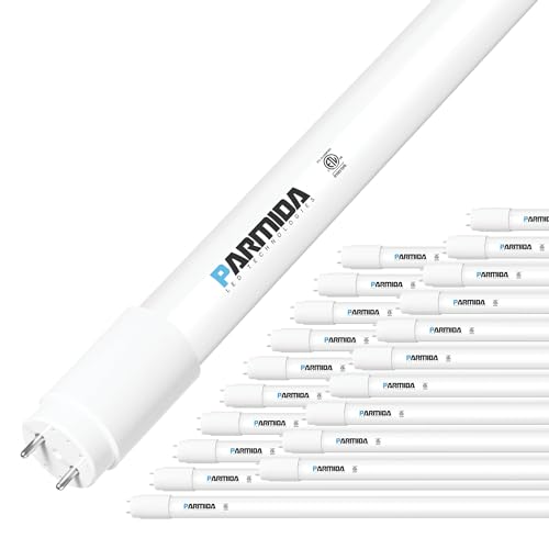 PARMIDA 20-Pack 4FT LED T8 Hybrid Type A+B Light Tube, 24W, Plug & Play or Ballast Bypass, Single-Ended OR Double-Ended Connection, 3000lm, Frosted Cover, T8 T10 T12, ETL - 4000K