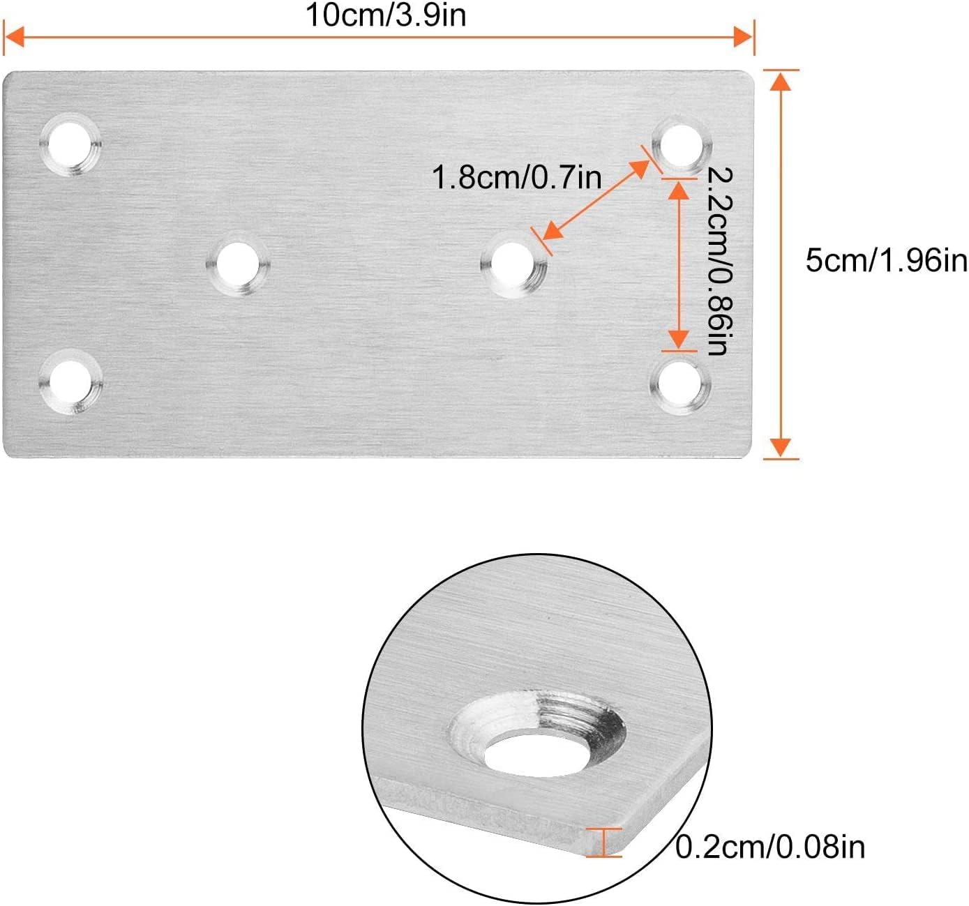 22Pcs Mending Plates for Wood, Stainless Steel Flat Mending Plate, 2x4 Inch Metal Brackets for Wood Metal Plate with Holes for Wood Furniture Shelves Cabinet