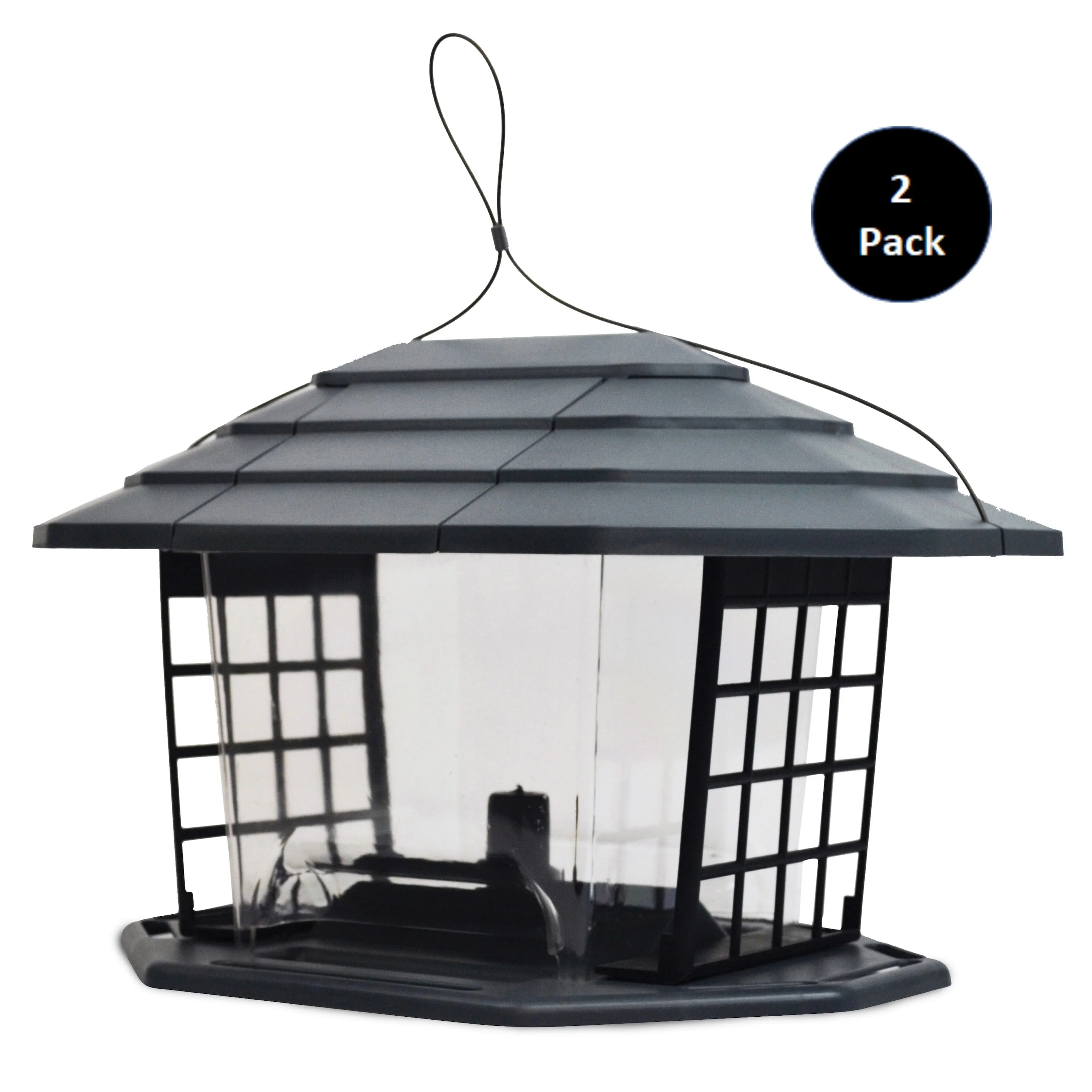 Pennington Earth Smart, Gray Recycled Resin EcoBistro Wild Bird Hopper Feeder 5 lb. Capacity, 2 Pack