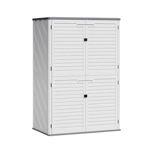 Outdoor Resin Storage Sheds, 64 Cu.Ft Outdoor Waterproof Storage Cabinet for Garage, Tools, Sofa Cushion, Outdoor Storage