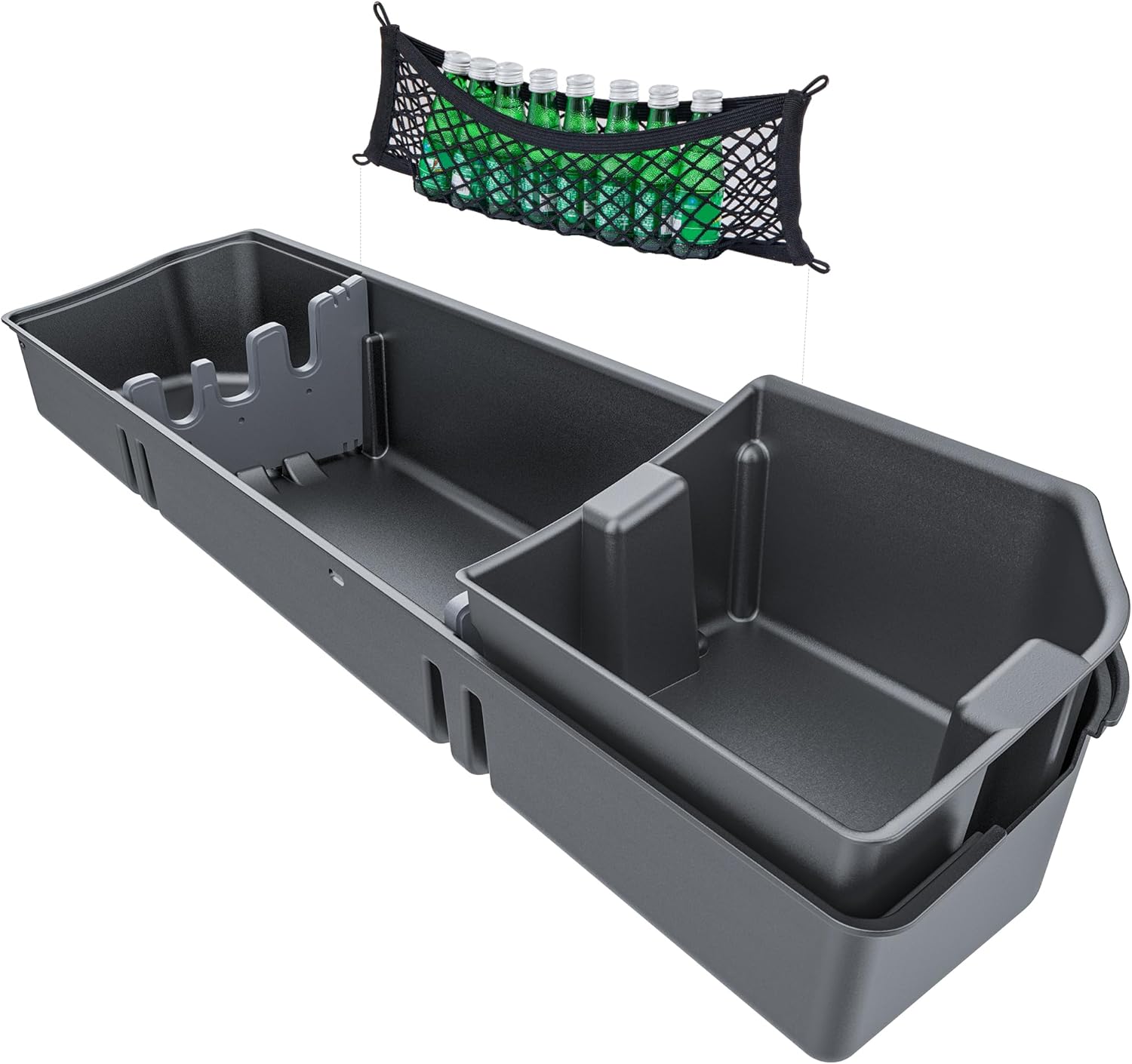 Underseat Storage Compatible with Ford F150(2015-2024)&Super Duty(2017-2024) SuperCrew/Crew Cab, Upgraded Rear Under Seat Organizer Cargo Box for F-150 F250 F350 F450 F550