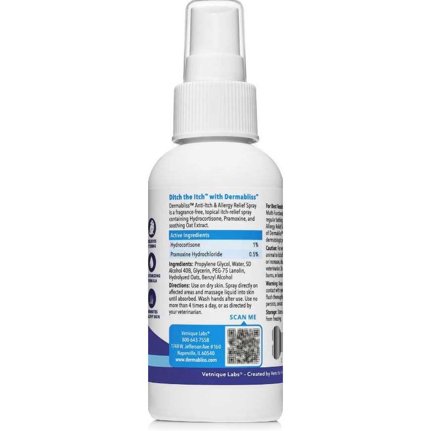 Vetnique Labs Dermabliss Anti-Itch & Allergy Relief Spray for Dogs & Cats - Pet Supplies online store