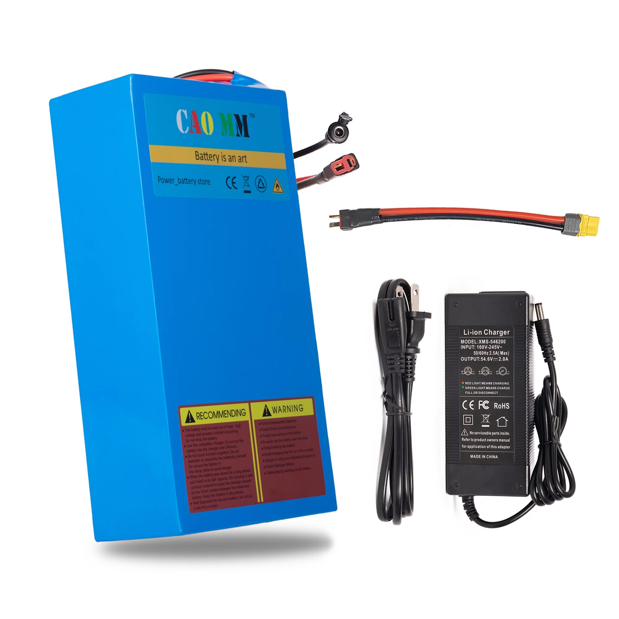 Ebike Battery 48V 20Ah Lithium Battery with Charger XT-90 48V Battery for 1200W Electric Bike Motorcycle