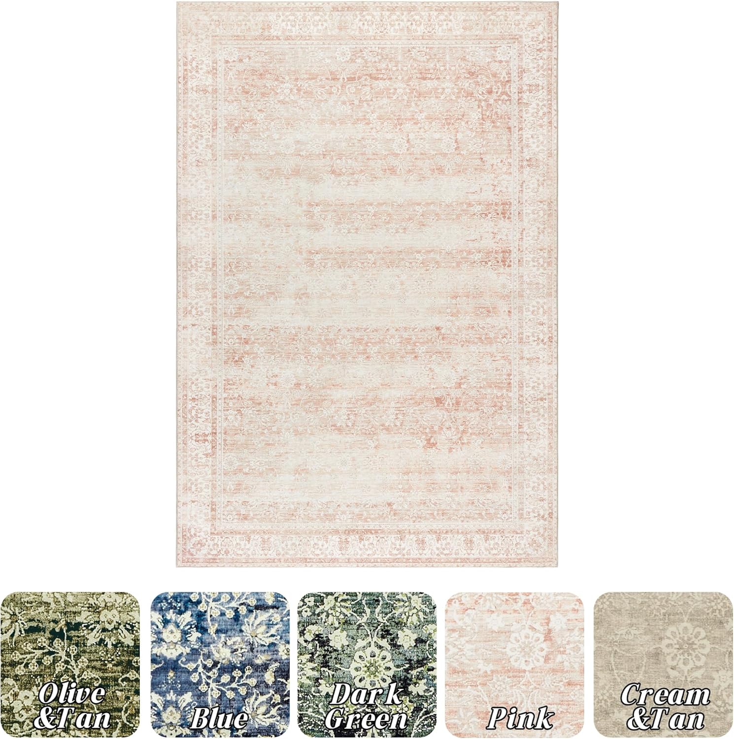 Small Throw Rug for Bedreoom 2x3 Washable Boho Aesthetic Pink Floral Non Slip Cute Area Rug for Side of Bed Teen Girls Room Kitchen Bathroom