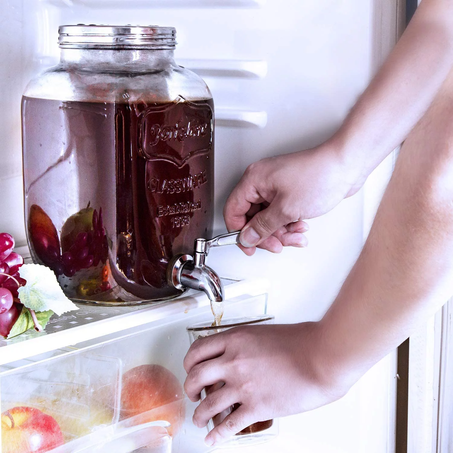 1 Gallon Cold Brew Coffee Maker with Thick Glass Carafe & Stainless Steel Mesh Filter and Spigot - Premium Iced Coffee Maker, Cold Brew Pitcher & Tea Infuser