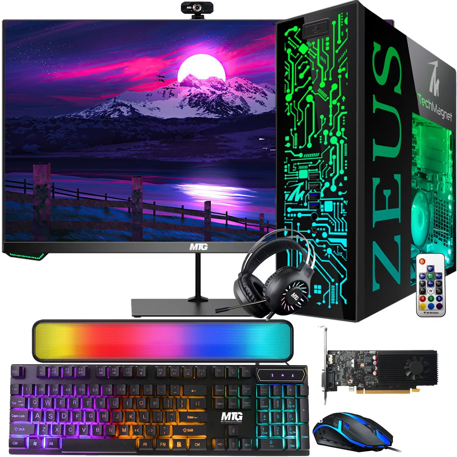 Restored Gaming Desktop PC, Intel i7 6th Gen, TechMagnet Zeus Pro 6, GT 1030, 32GB RAM ARGB, 1TB SSD + 4TB HDD, 27 Inch 165hz Gaming Monitor, RGB Front Panel 385 patterns, RGB Kit, Win 10 Pro (Refurbished)
