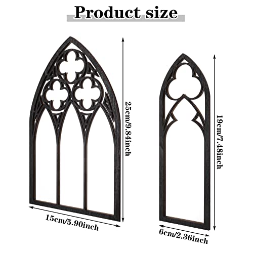 3 Pack Gothic Mirrors Wall Decor, Cathedral Arch Frame Tiny Mirror Goth Room Decor - 9.8 Inch Gothic Decorative Mirror Rustic Wall Hanging Decor for Bedroom Bathroom Living Room