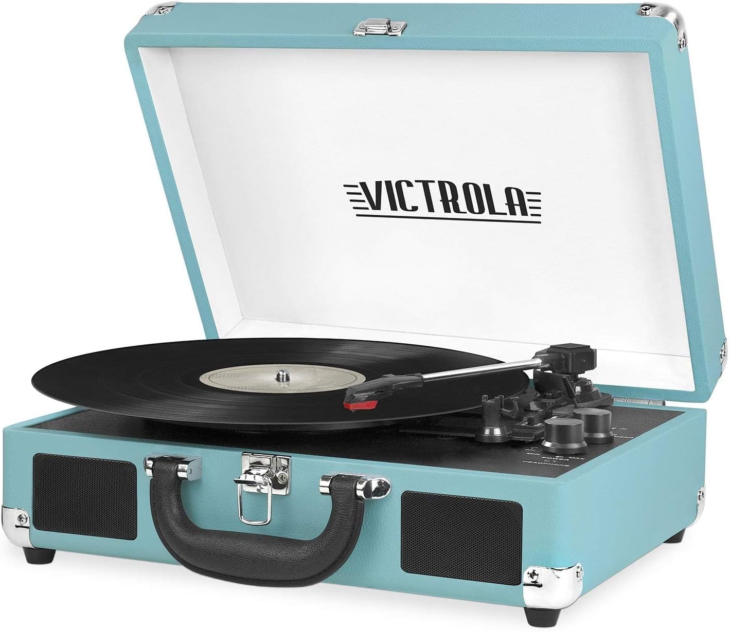 Victrola Vintage Bluetooth Portable Suitcase Record Players with Built-in Speakers, Turntable Audio Sound, Model Numbers: VSC-550BT-TU, VSC-550BT-LG