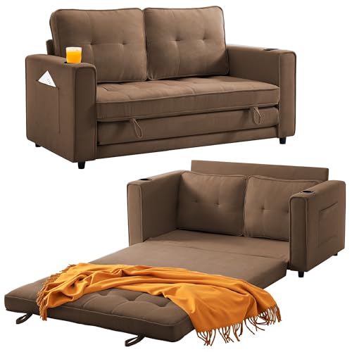 Loveseat Sleeper Sofa Bed for Living Room - Modern Comfy Convertible Futon Couches- Folding Couch Bed for Small Spaces - Foldable Floor Gaming Sofa Bed - Dark Blue