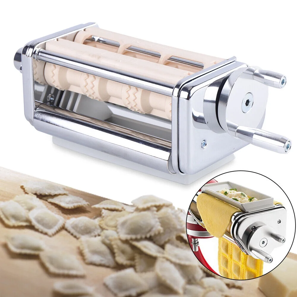 Pasta Attachment & Ravioli Maker Attachment for Stand Mixers Silver Stainless Steel + ABS