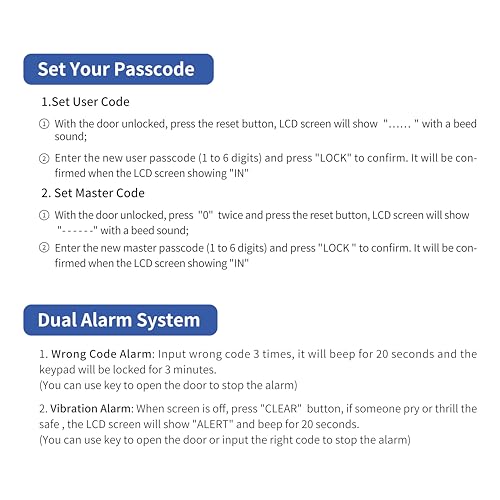 [True to Size] 6.1 Cub Large Home Safe Box Fireproof Waterproof with LCD Screen - Security Safety Box with Digital Keypad and Key Lock Removable Shelf, Sensor Light for Documents