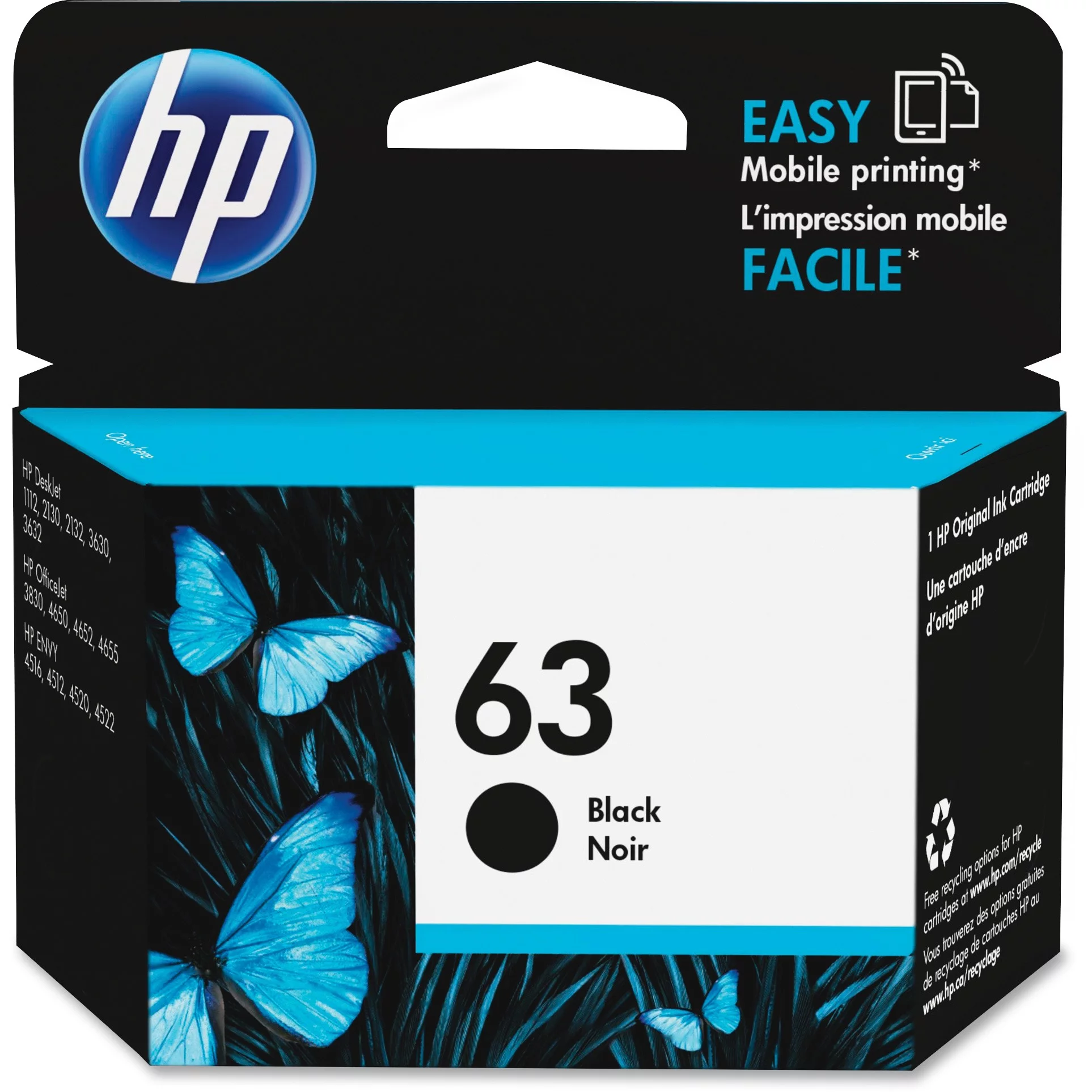 HP 63 Black Original Ink Cartridge (F6U62AN)