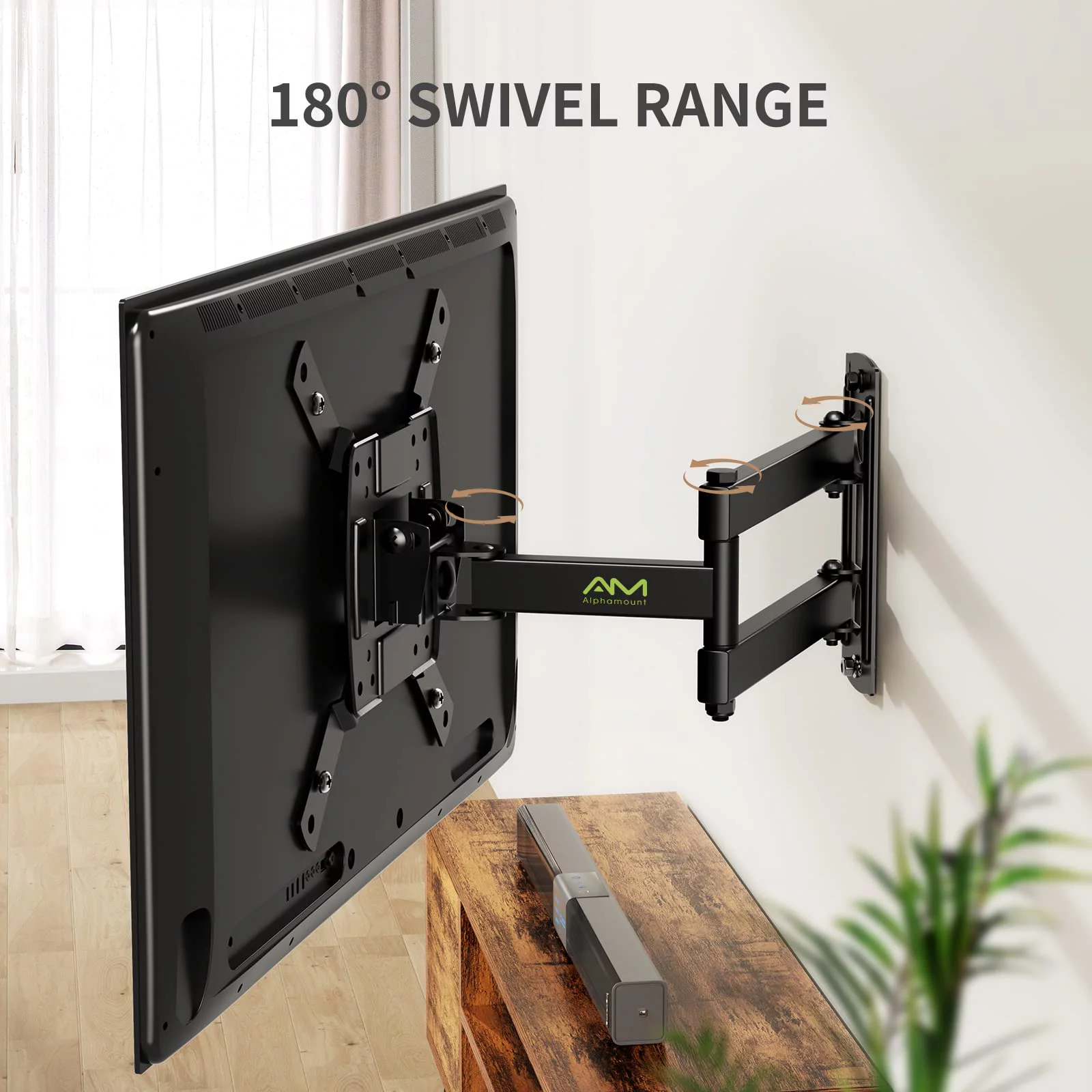Full Motion TV Wall Mount for 13-39 inch LED LCD OLED TVs with 360° Rotation Articulating Swivel Extension Arms and Tilt, 200x200mm