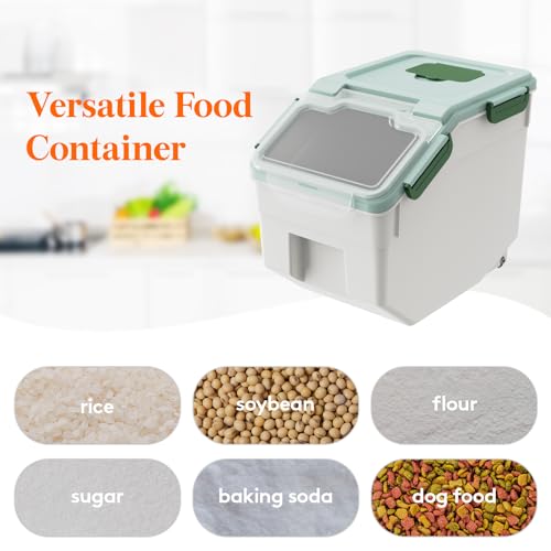 Lifewit Dog Food Storage Containers with Scoop,Rice Dispenser with Lid&Wheels, Suitable for Cereal, Pet Food, Dry Food, Flour, Baking Supplies in Kitchen/Pantry Organization