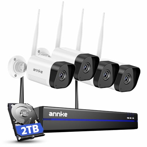 ANNKE 16CH 4K Wireless Security Camera System, Expandable 4K NVR with 4 X 8MP Outdoor Cameras, 2TB HDD, Dual-Band WiFi, Two-Way Talk, Human Detected, 24/7 All-Day Recording, IP66 Weatherproof, Alexa