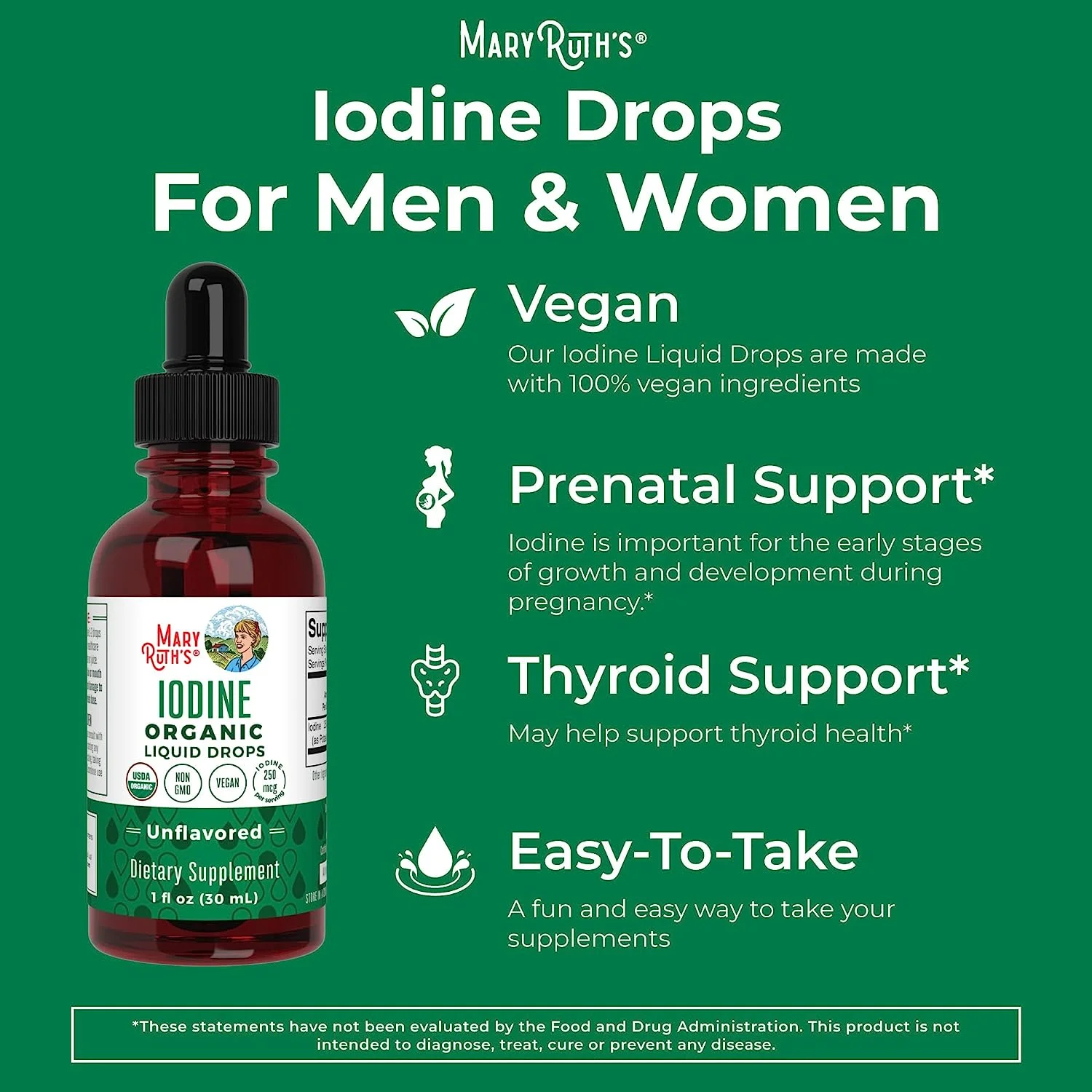 MaryRuth's Potassium Iodine | Iodine Supplement | 1 Year Supply | Iodine Drops | USDA Organic | Nascent Iodine | Vegan | 450 Servings