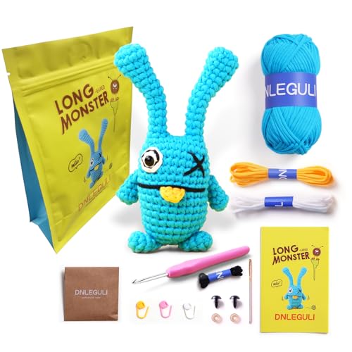 DNLEGULI Crochet Kit for Beginners - DIY Mini Crochet Kit for Adults - Crochet Animal Kit with Step-by-Step Video Tutorials - Knitting Starter Kit and Beginner Crochet Supplies