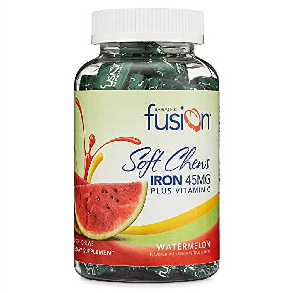 Bariatric Fusion Watermelon Flavored Bariatric Iron Supplement Soft Chew with Vitamin C for Bariatric Patients Including Gastric Bypass and Sleeve Gastrectomy, 60 Count, Two Month Supply