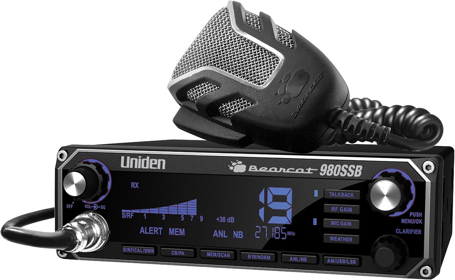 Uniden Bearcat 980 40- Channel SSB CB Radio with Sideband NOAA WeatherBand,7- Color Digital Display PA/CB Switch & TruckSpec TS-18CC 18' RG-58A/U Coaxial Cable with Pl-259 Connectors