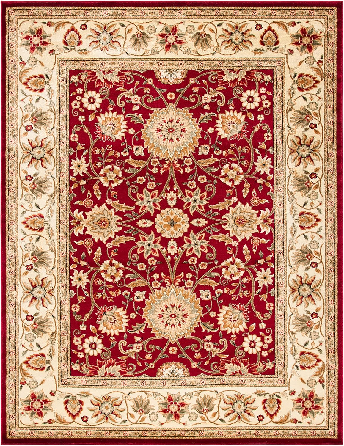 SAFAVIEH Lyndhurst Collection Area Rug - 6' x 9', Red & Ivory, Traditional Oriental Design, Non-Shedding & Easy Care, Ideal for High Traffic Areas in Living Room, Bedroom (LNH212F)