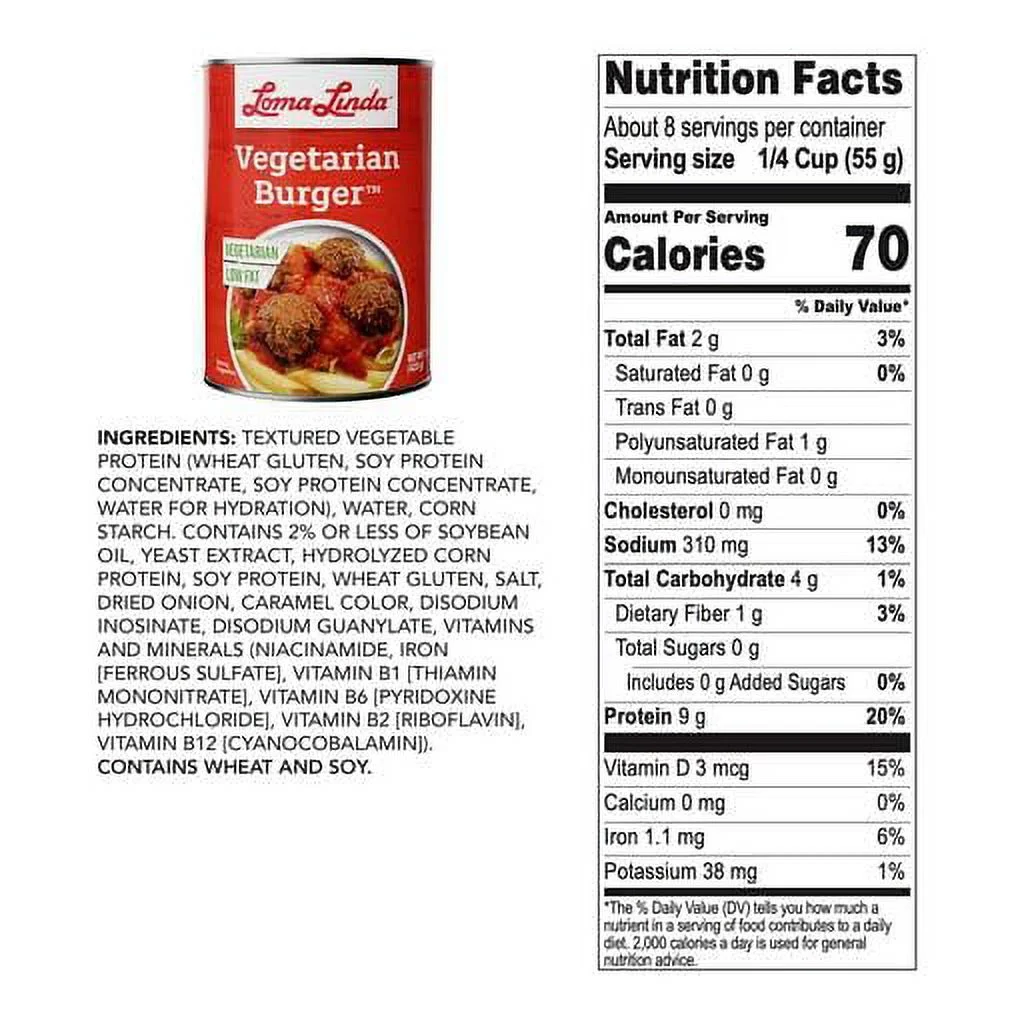 Loma Linda - Plant-Based Meats (Vegetarian Burger (15 oz.), 6 Pack)