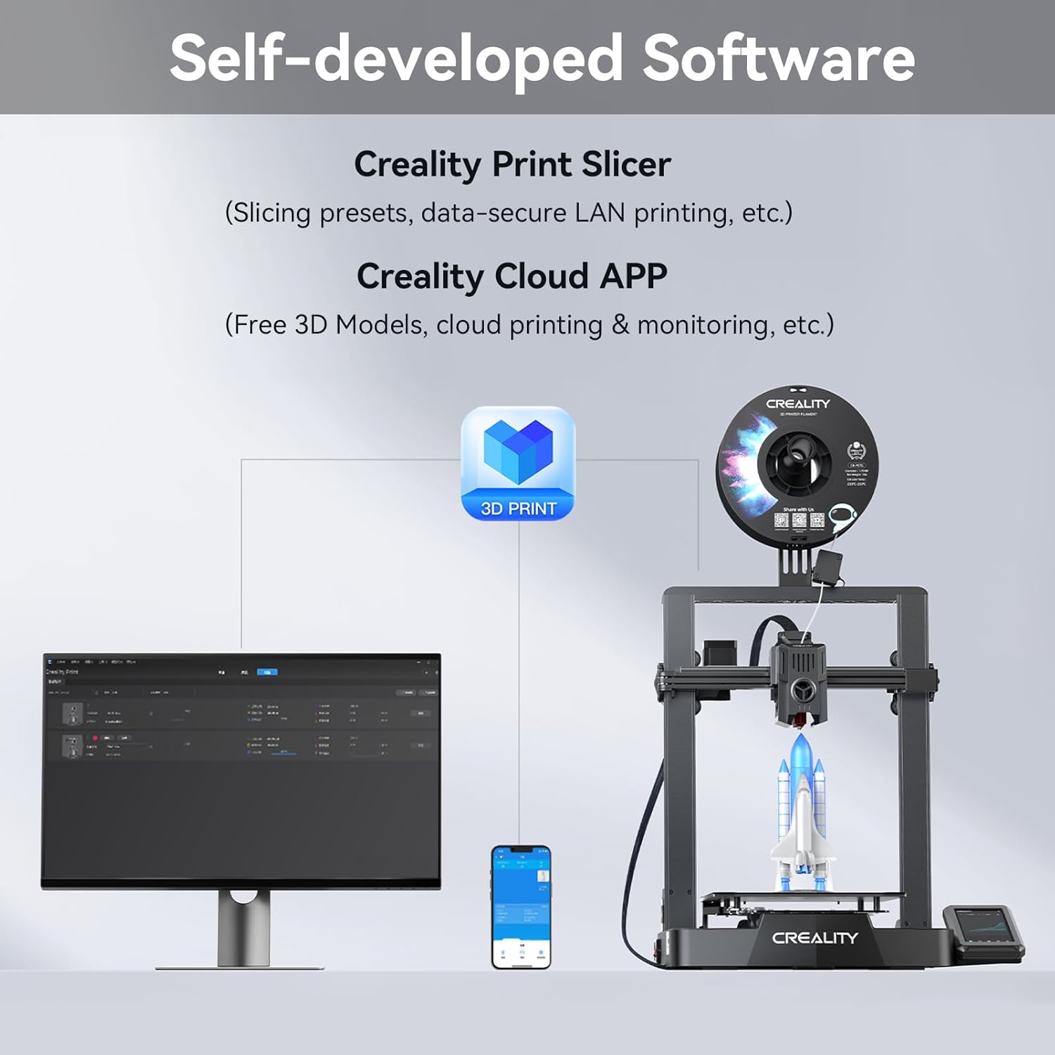 Official Creality Ender 3 V3 KE 3D Printer 500mm/s High Speed Printing Smart Remote Control Auto Calibration 300℃ Printing Temp Ultra-Smooth Motion Linear Rail 220x220x240mm