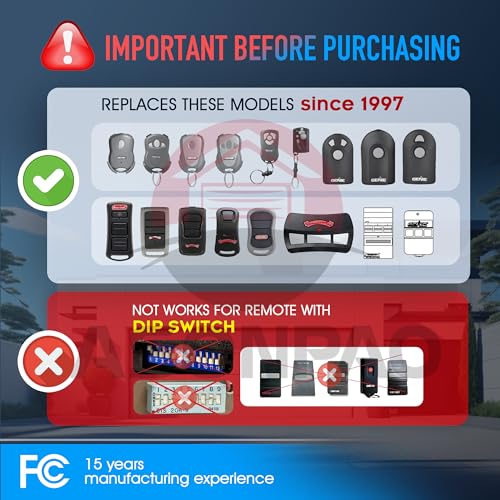 1 for G3T-BX G3T-R G3T-A Intellicode Genie Garage Door Opener Remote Replacement 3-Years-Warranty