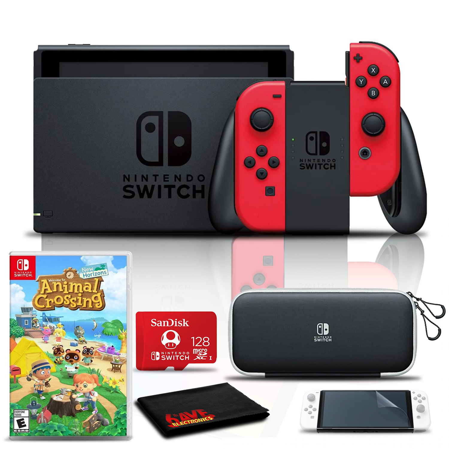 Nintendo Switch Mario Choose One Bundle with Carry Case, 128GB SD Card, and Animal Crossing Game