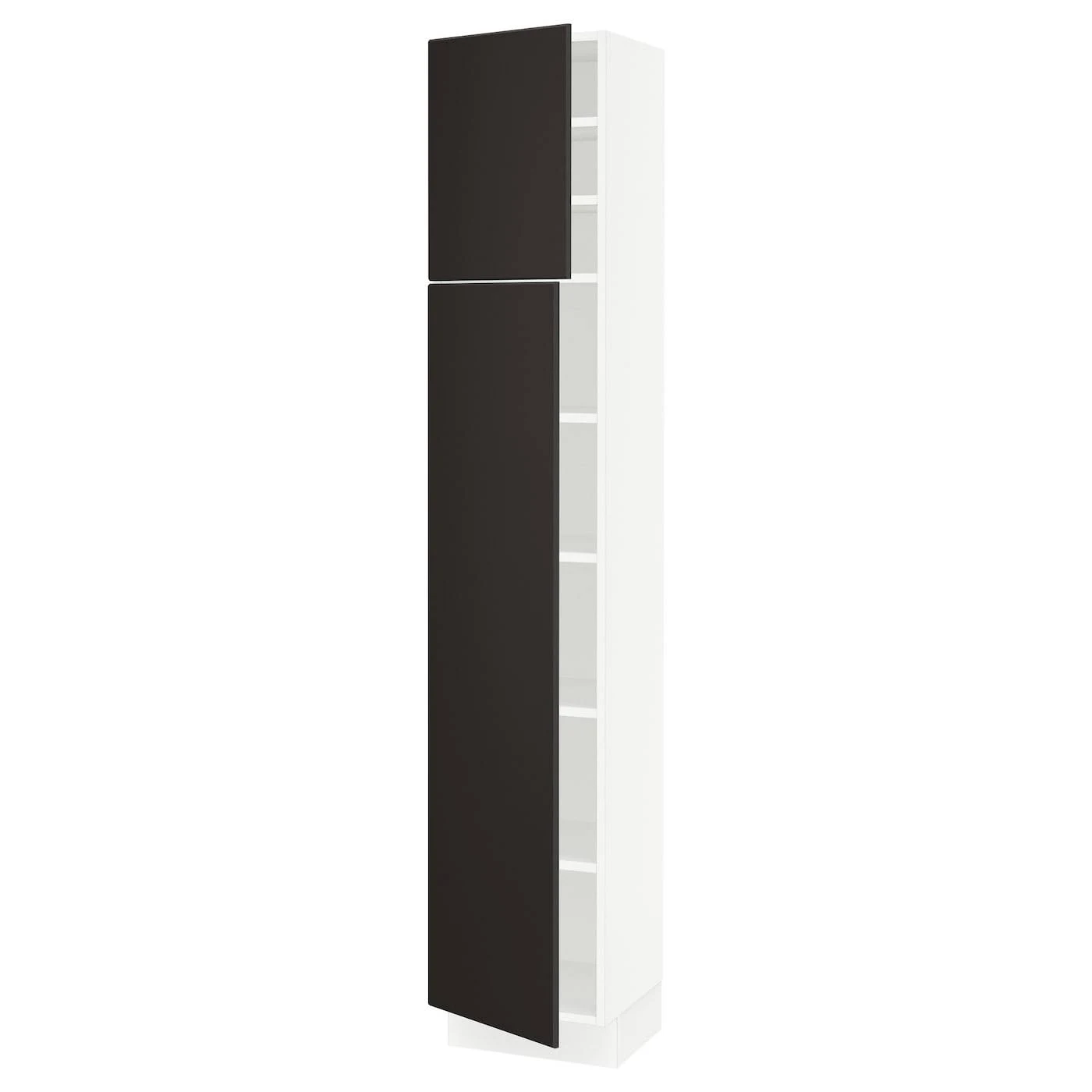 IKEA - SEKTION High Cabinet with shelves/2 Doors, white/Kungsbacka Anthracite, 15x15x80 39365843