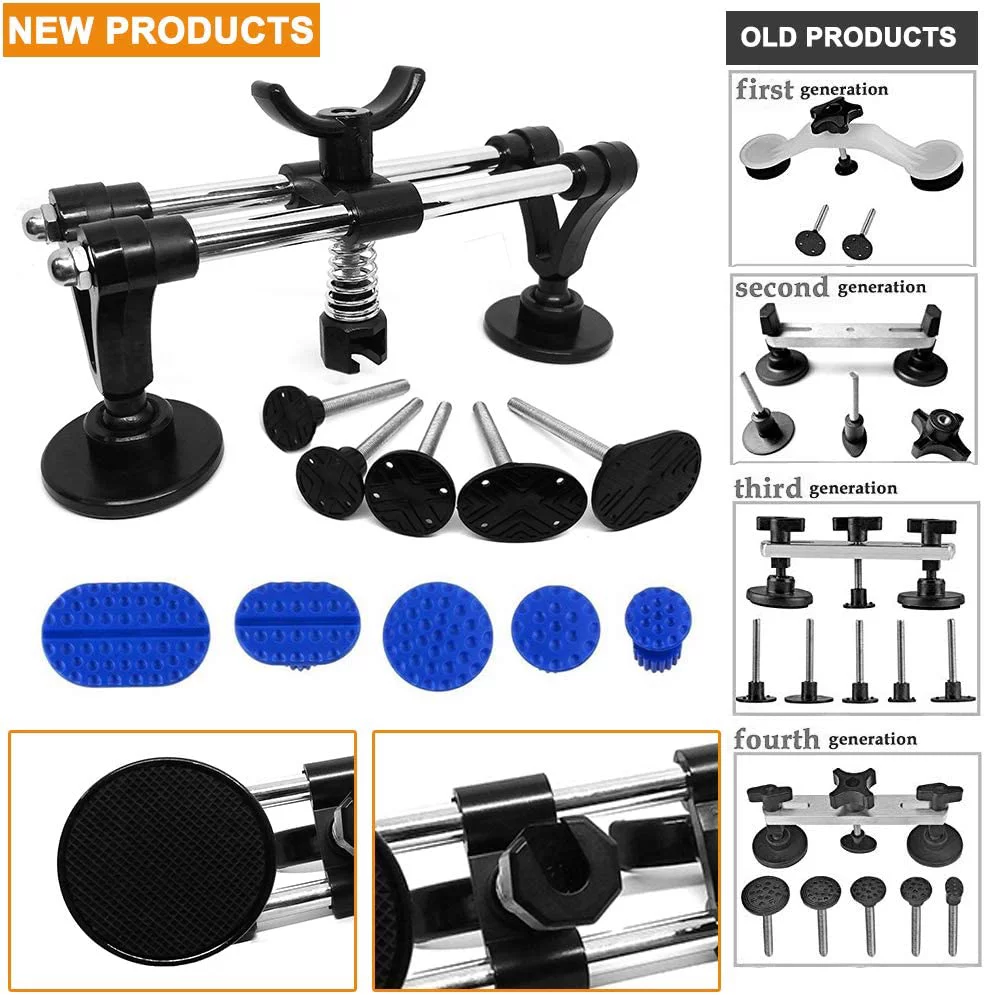 Auto Body Repair Tool Kit, Car Dent Puller with Double Pole Bridge Dent Puller, Glue Puller Tabs, Glue Shovel for Auto Dent Removal, Minor dents, Door Dings and Hail Damage (with Glue Set)